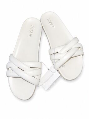 J.Crew Cream Criss Cross Foam Slide Sandals | Beach Pool | NWT Size 9